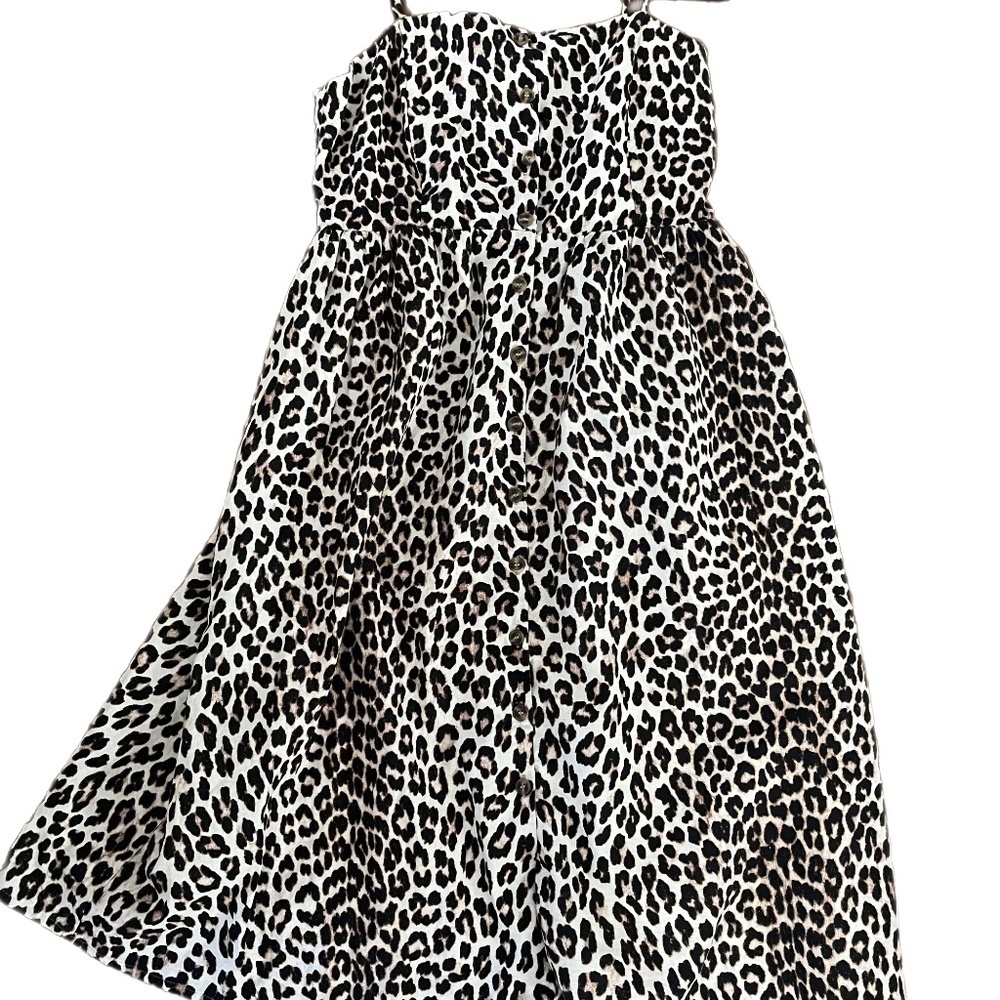 H & M Animal Print Midi Boho beach Linen Blend summer comfort dress - Picture 1 of 5